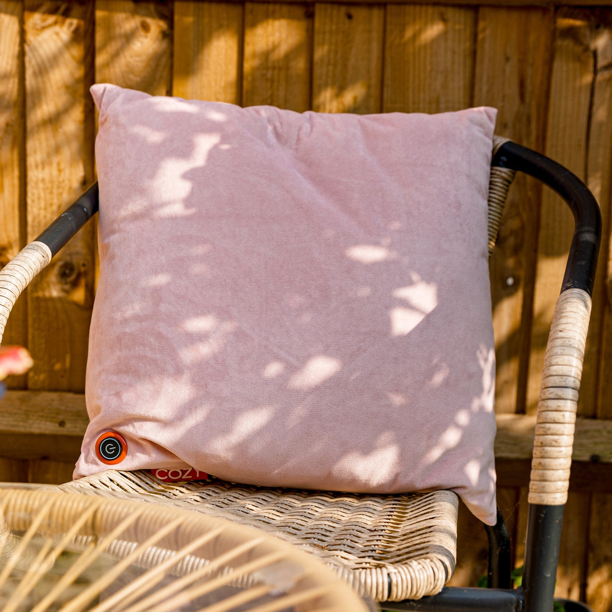 Coussin chauffant sans fil Cozy una Velvet 45 x 45 cm (rose clair, power bank 5000 mah)
