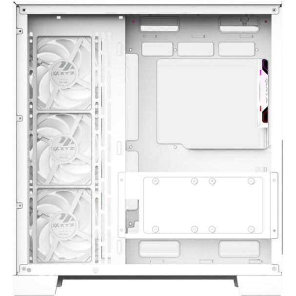 Boîtier tour midi Xyz PC Gear Tesseract A-RGB (blanc | 2x USB-A | 1x USB-C | RVB | Verre trempé)