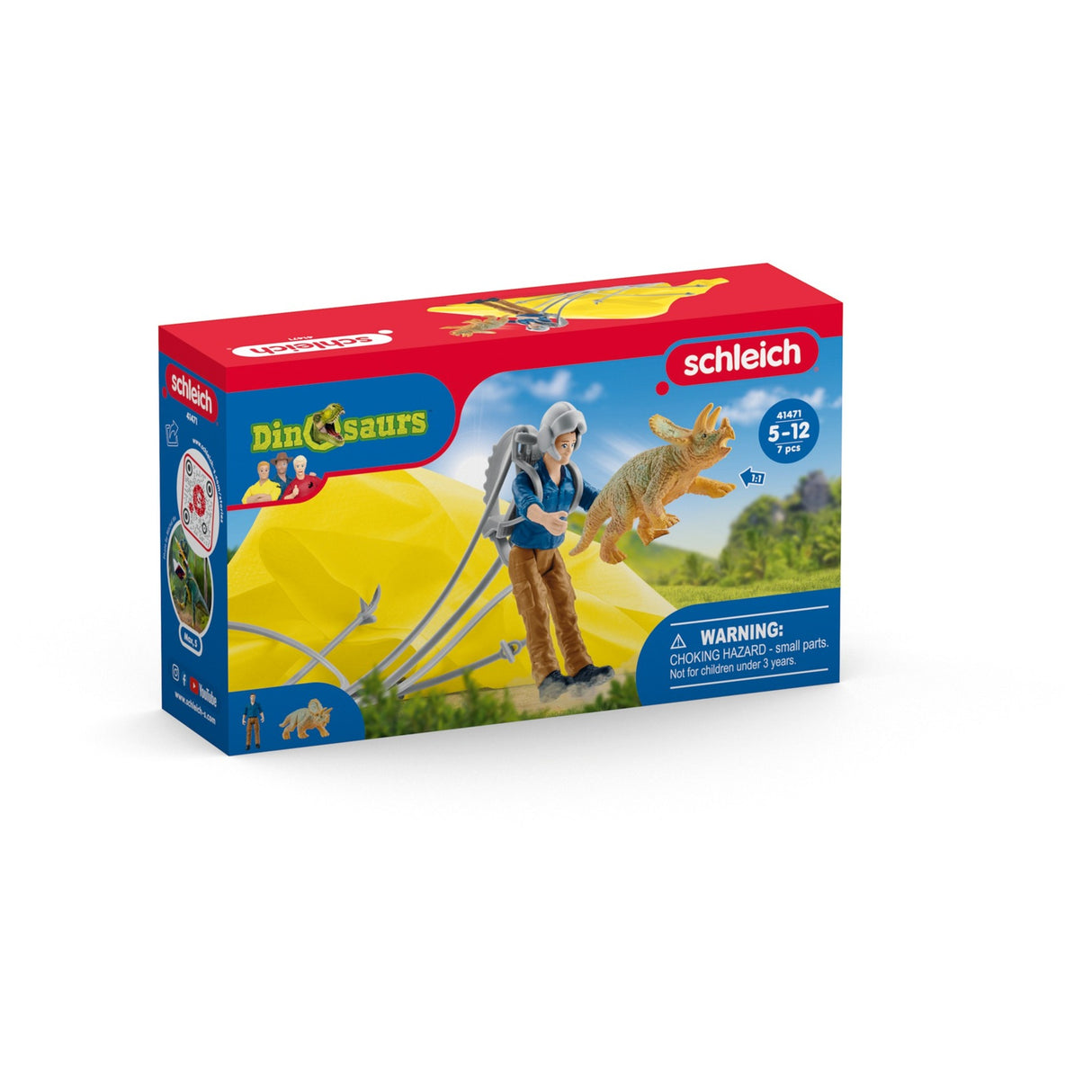 Schleich dinosaure - équipe de sauvetage en parachute dinosaure - jouets pour enfants pour garçons et filles - 4 à 12 ans 41471