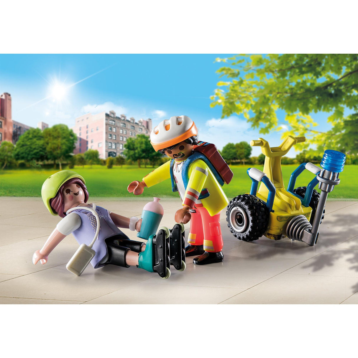 Playmobil city life - pack de démarrage sauvetage avec jouets de construction segway (71257)