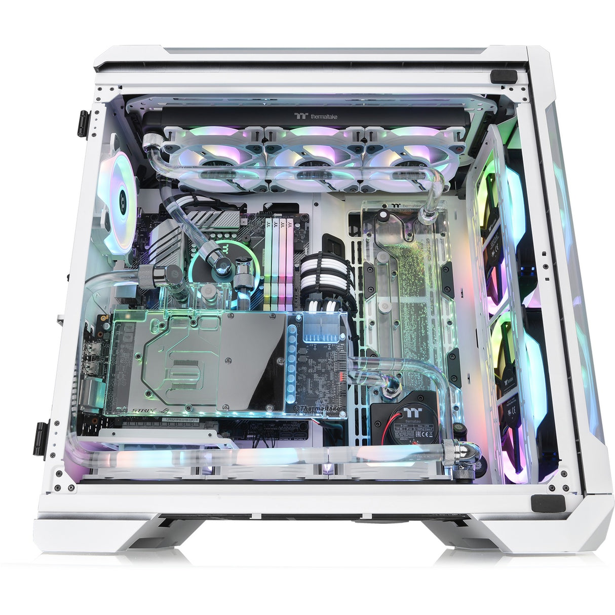 Boîtier tour midi Thermaltake view 51 tg snow argb edition (blanc | 4x USB-A | 1x USB-C | RVB | fenêtre)
