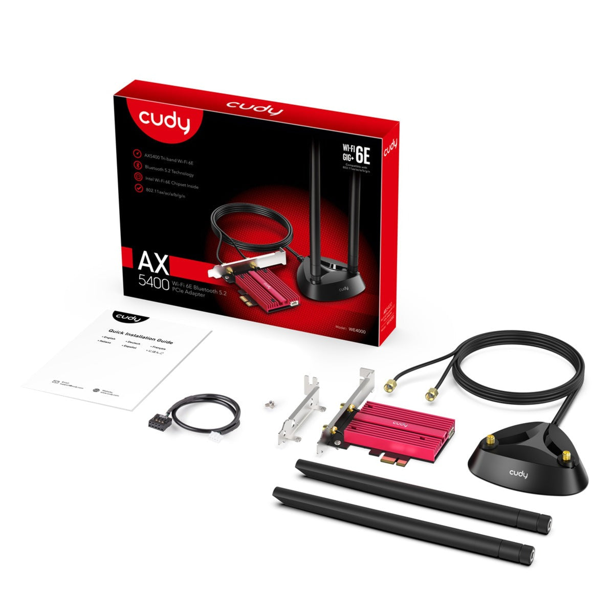 Adaptateur PCI-E Bluetooth 5.3 Cudy AX5400 Wi-Fi 6E