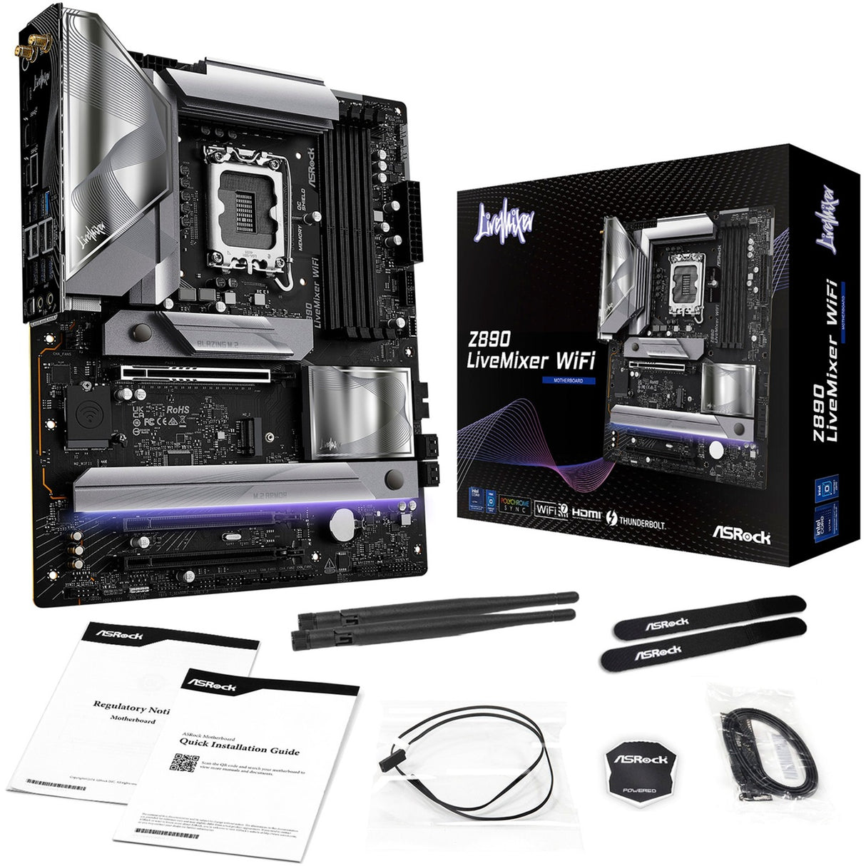 Carte mère Asrock Z890 Live Mixer WiFi Socket 1851 (noir, RAID, 2,5 Go-LAN, Wi-Fi 7, BT, Son, ATX)