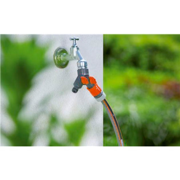 Gardena Distributeur d'eau 2 voies 26,5 mm (g 3 4 ) pièce de robinet (gris orange, 938-20)