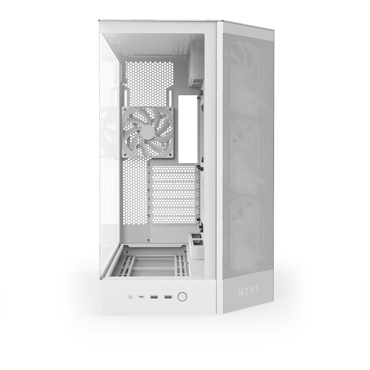 Boîtier tour midi Nzxt h9 flow rgb (blanc (mat) | 2x usb-a | 1x usb-c | rgb | verre trempé)