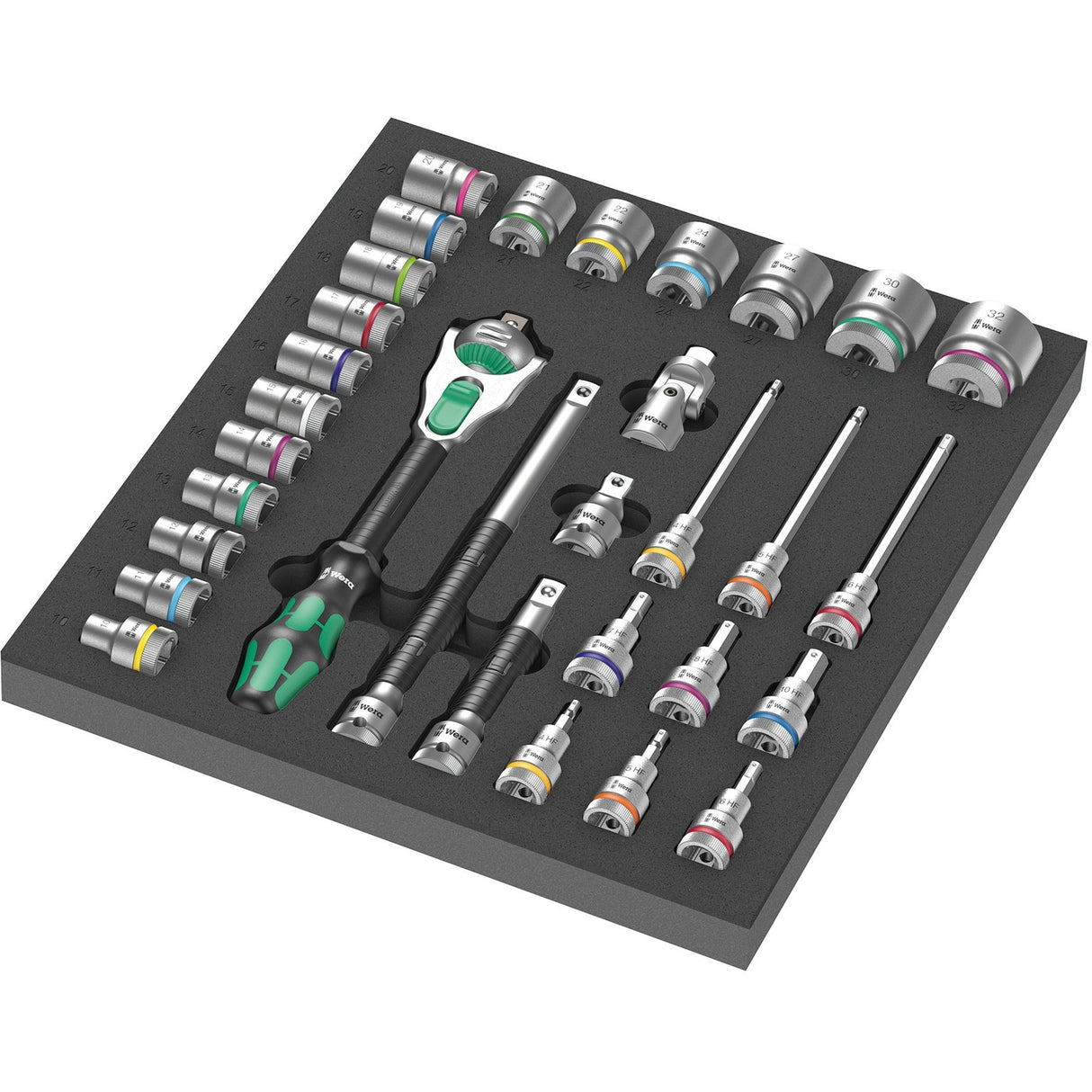 Wera 9722 insert en mousse avec cliquet zyklop 8000 c 1 2 jeu 1, 31 pièces - 05150112001