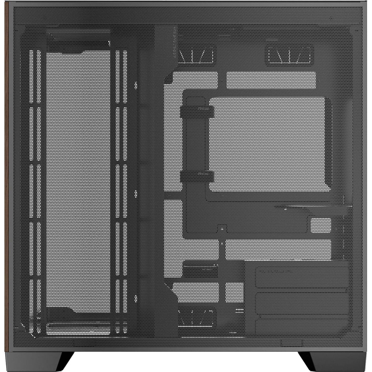Boîtier tour midi en bois courbe Antec c8 (couleur bois noir | 2x USB-A | 1x USB-C | verre trempé)