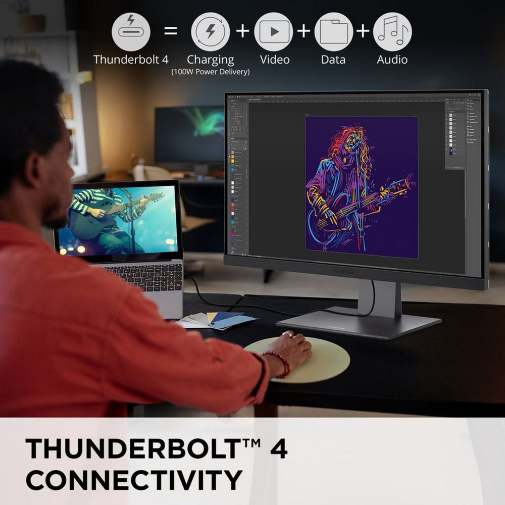 Moniteur UHD 27 4k compatible mac Viewsonic VP2788-5k (noir, 2x Thunderbolt 4, 1x HDMI, 1x Displayport, USB-A, USB-C)