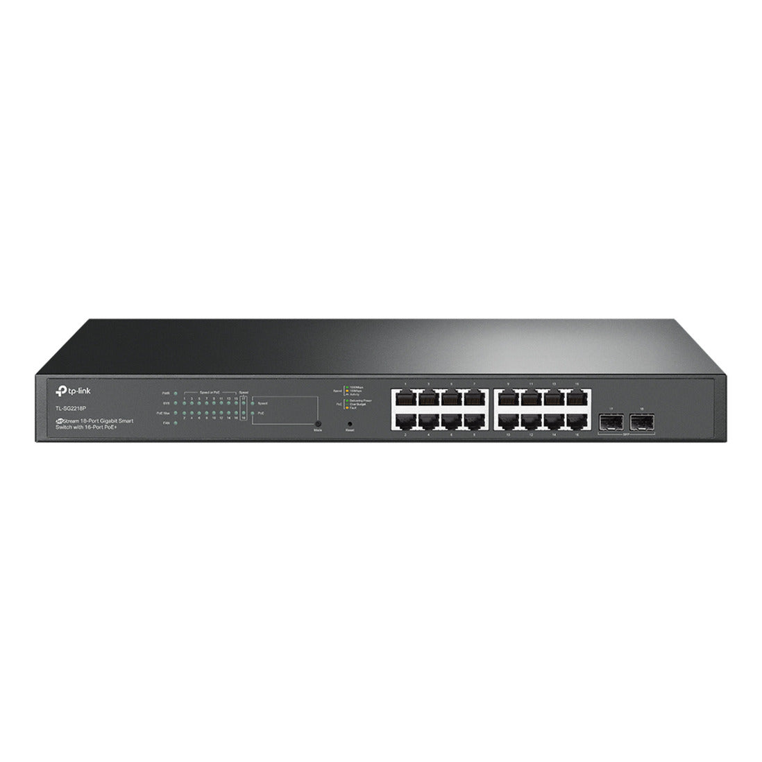 Tp-link Omada SG2218P Jetstream Commutateur intelligent Gigabit 18 ports (noir, 16x PoE+, 2x Gigabit SFP)