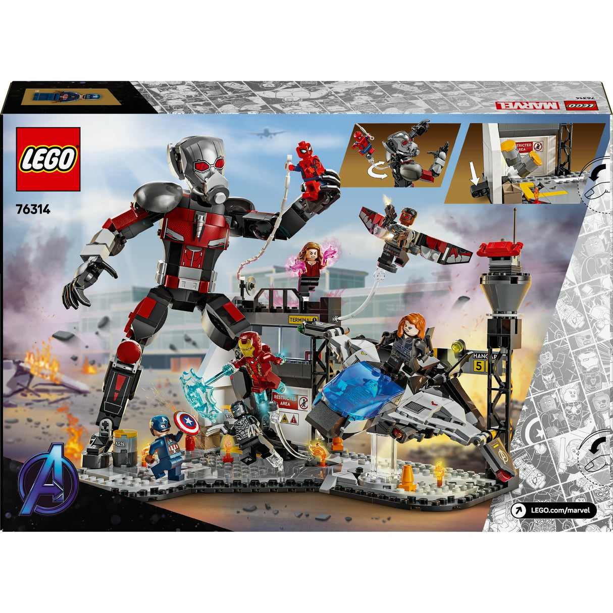 Lego super heros 76314 scène d'action de la guerre civile de Captain America