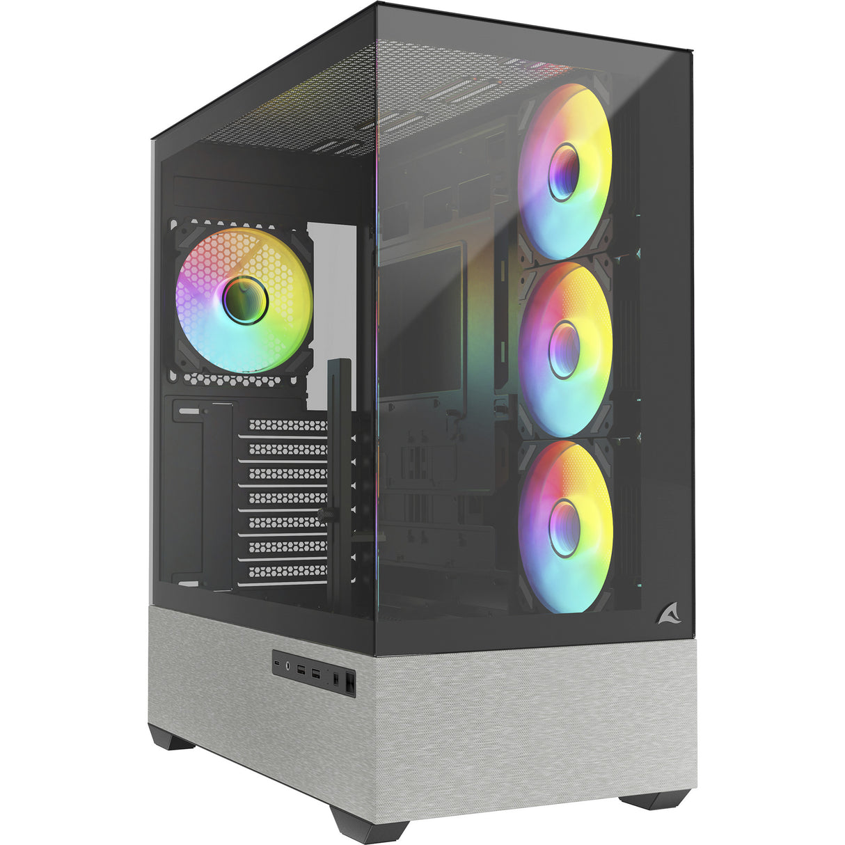 Boîtier tour midi Sharkoon ak7 argb (noir | 2x USB-A | 1x USB-C | RGB | verre trempé)