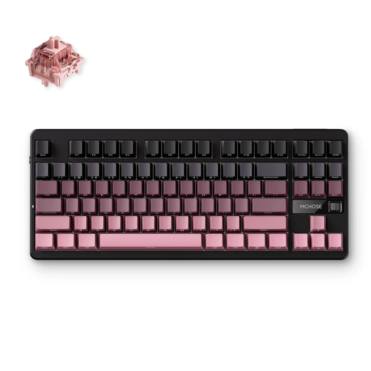Clavier mécanique personnalisé à montage sur joint sans fil Mchose G87 (noir, disposition américaine (qwerty), 80 % (tkl), RVB, touches PBT, échange à chaud, 2,4 GHz | Bluetooth | USB-C)