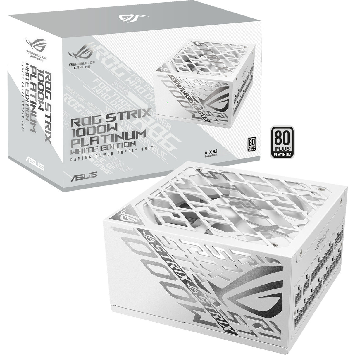 Alimentation modulaire Asus rog strix platine blanc édition 1000 watts (blanc, 1x 12v-2x6, 4x pcie)