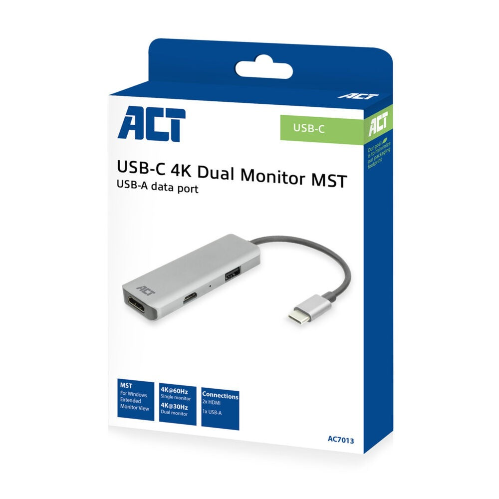 Adaptateur multiport USB-C 4K Act Connectivity pour 2 écrans HDMI, u