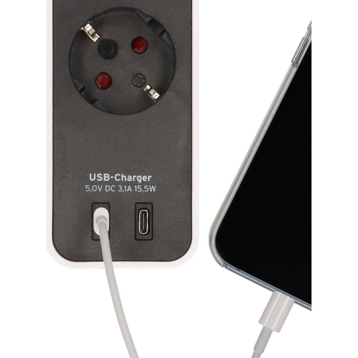Multiprise ecolor Brennerstuhl avec 2 prises de charge USB-C | 4 fois | blanc noir | 1,5m h05vv-f 3g1,5 - 1153240126
