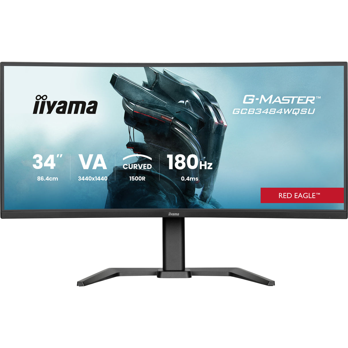 Moniteur de jeu ultra-large incurvé Iiyama G-Master Red Eagle GCB3484WQSU-B1 34 (noir, 2x HDMI, port d'affichage, 2x USB-A, USB-B, 2x USB-C, 180 Hz)