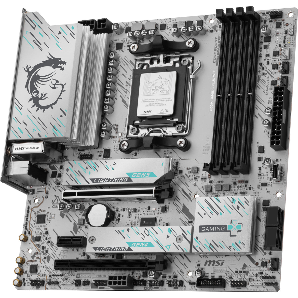 Carte mère MSI B850M Gaming Plus WiFi Socket AM5 (RAID, 5 Go-LAN, WiFi 7, BT, Son, µATX)