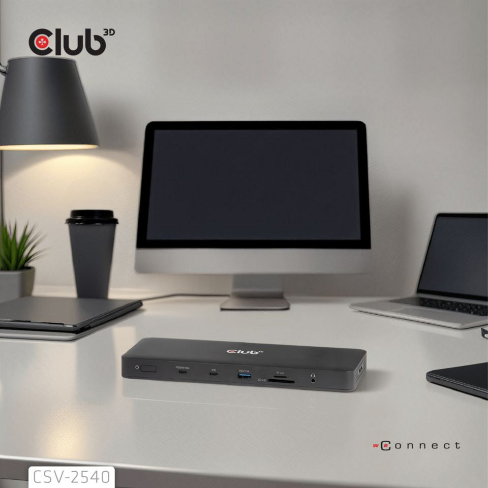 Station d'accueil à quatre écrans USB-C Club 3D 14-1 (noir)