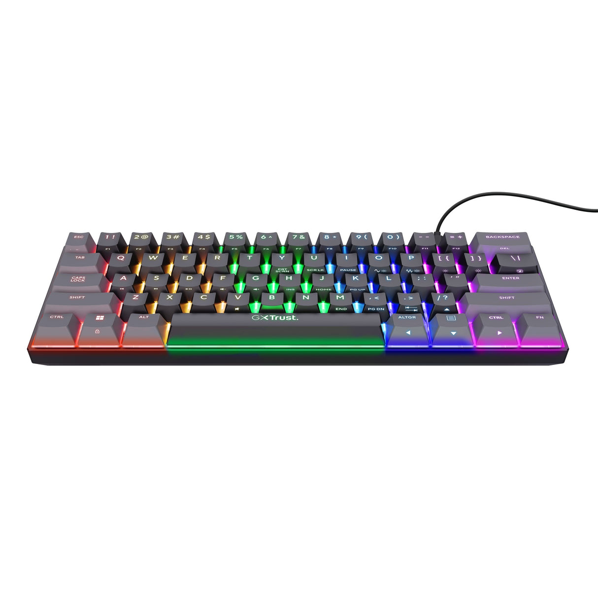 Trust GXT 867 Acira 60 % mini clavier de jeu mécanique (noir, disposition américaine (QWERTY), Outemu Red, 60 %, RVB)