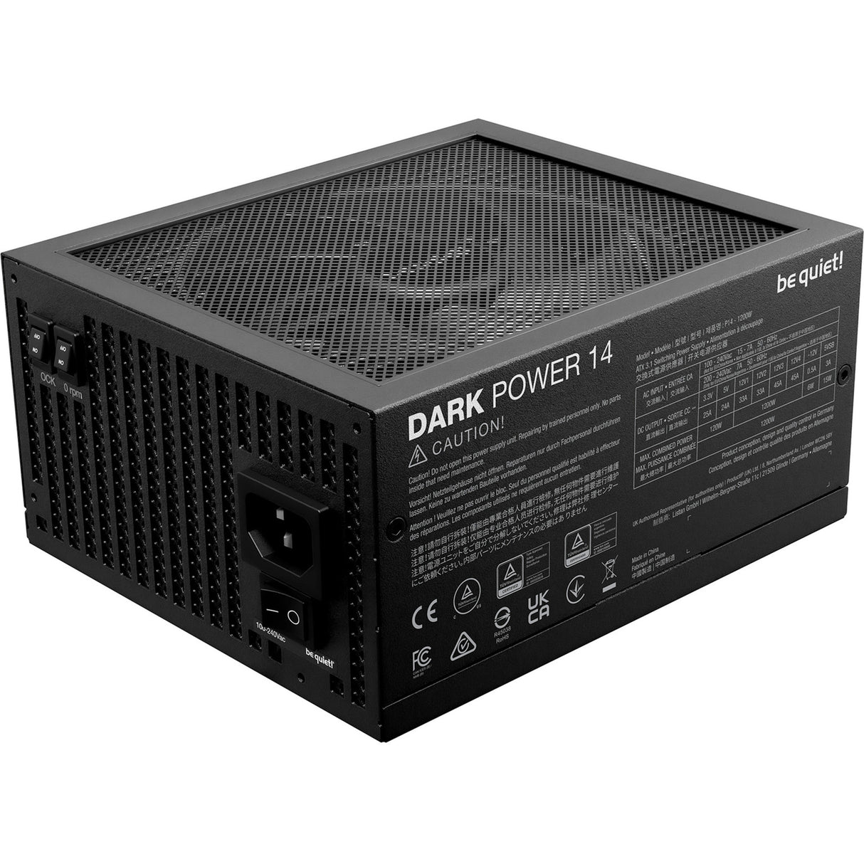 Soyez silencieux! alimentation modulaire dark power 14 de 1 200 watts (noir, 2x 12v-2x6, 4x pcie)