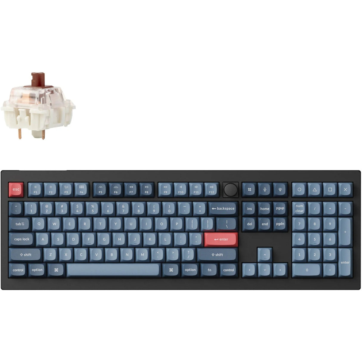 Clavier mécanique Keychron v6 max-d3 RVB (noir, disposition américaine (qwerty), gateron jupiter marron, 100 %, LED RVB, double-shot osa pbt, échange à chaud, 2,4 GHz | Bluetooth 5.1 | USB-C, bouton)