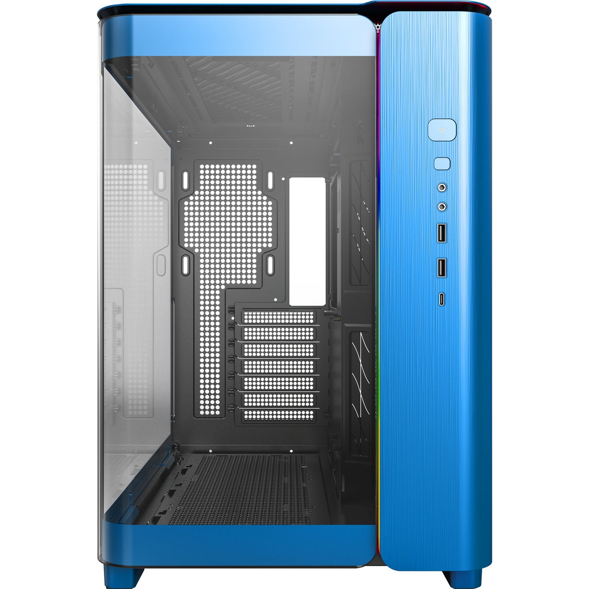 Boîtier tour midi Montech king 95 (bleu | 2x USB-A | 1x USB-C | RVB | verre trempé)