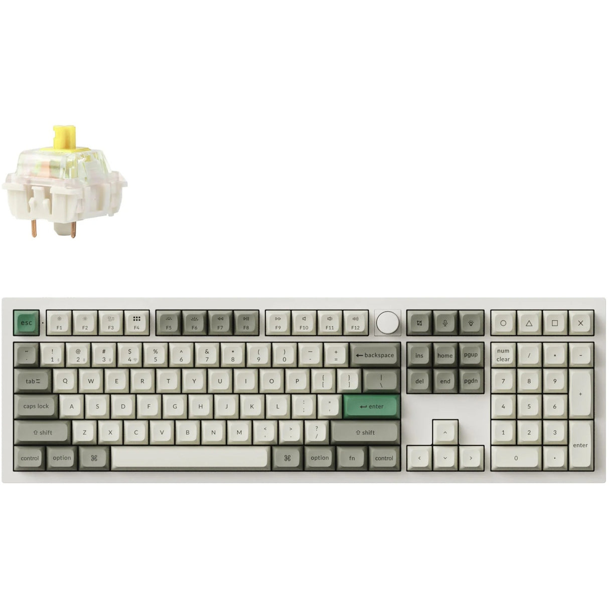 Clavier mécanique Keychron Q6 Max-P4 RGB (blanc, disposition US (QWERTY), Gateron Jupiter Banana, 100 %, LED RGB, PBT double-shot KSA, hot swap, bouton, 2,4 GHz | Bluetooth 5.1 | USB-C)