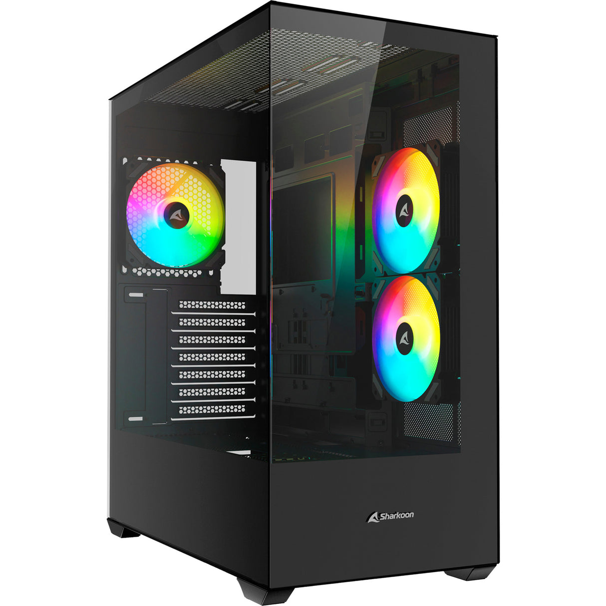 Boîtier tour midi Sharkoon sk6 argb (noir | 2x usb-a | rgb | verre trempé)