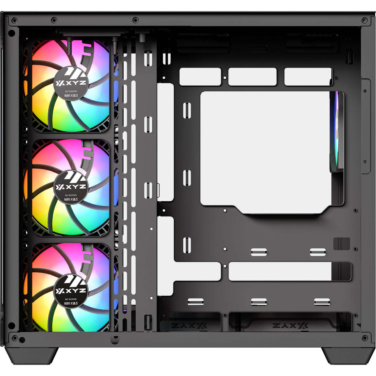 Boîtier tour midi Xyz pc gear tesseract x (noir | 2x USB-A | 1x USB-C | verre trempé)