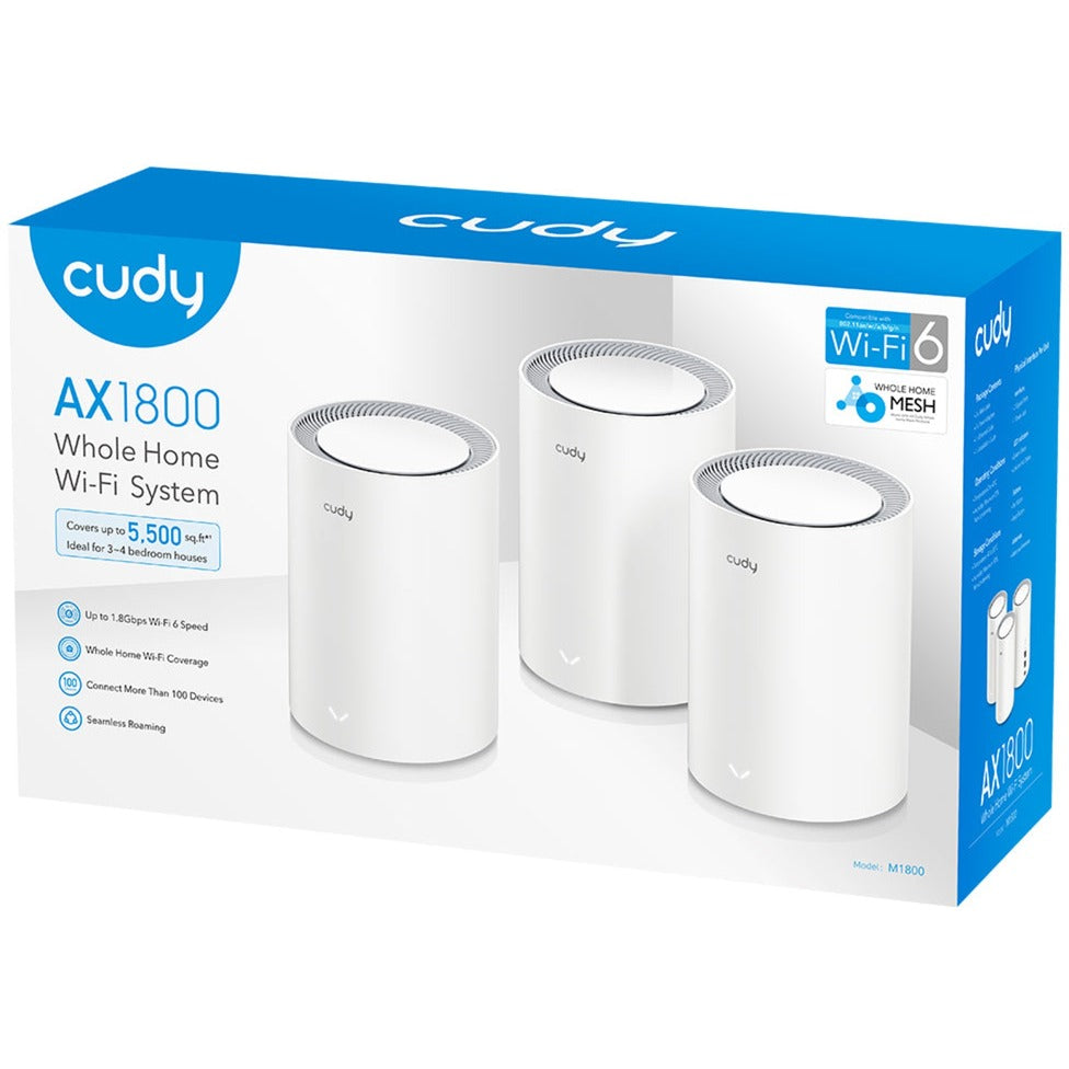Cudy ax1800 gigabit mesh wi-fi 6 system (paquet de 3) routeur maillé (blanc)