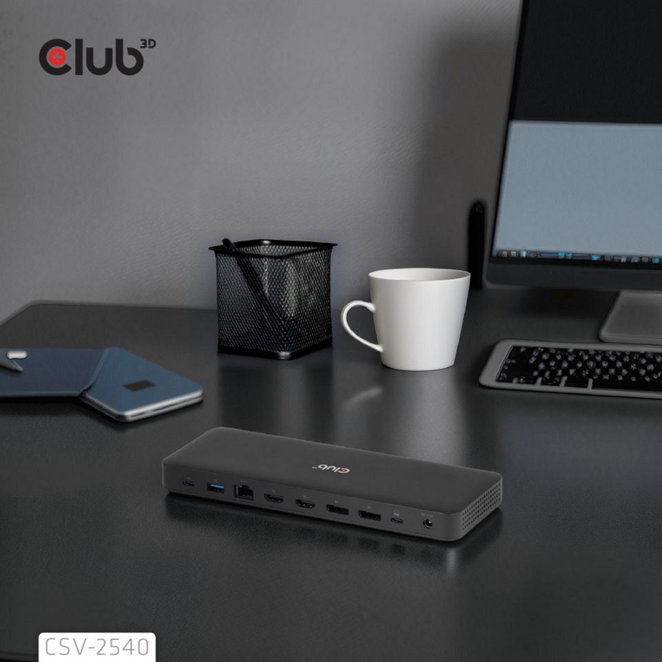 Station d'accueil à quatre écrans USB-C Club 3D 14-1 (noir)