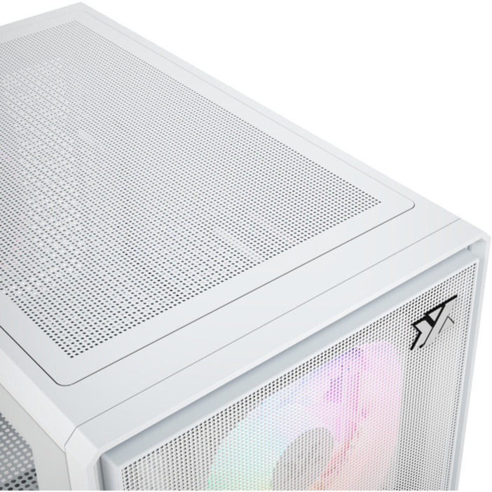 Boîtier tour midi Xyz pc gear atom (blanc | 2x USB-A | 1x USB-C | verre trempé)