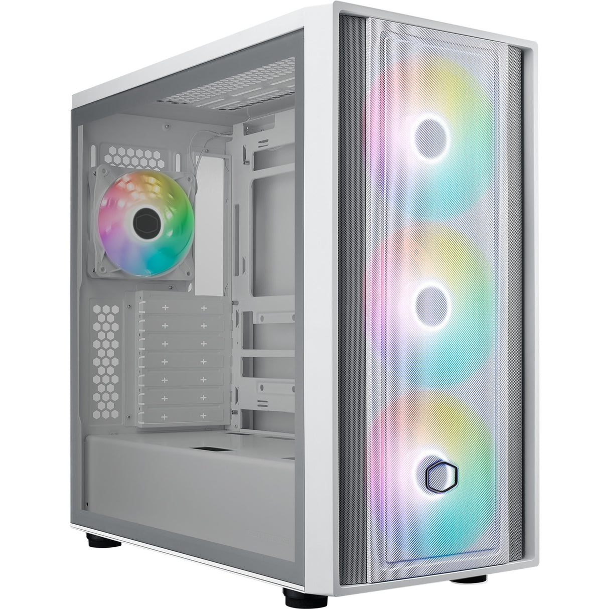 Boîtier tour midi Cooler master masterbox 600 (blanc | 2x USB-A | 1x USB-C | RGB | verre trempé)