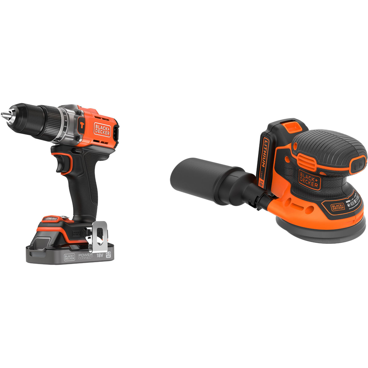Pack tournevis Black+decker 18v + ponceuse excentrique 18v (noir orange)