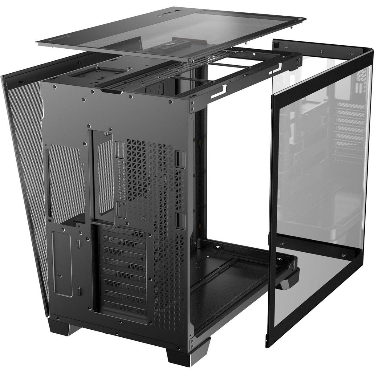 Boîtier tour midi en bois courbe Antec c8 (couleur bois noir | 2x USB-A | 1x USB-C | verre trempé)