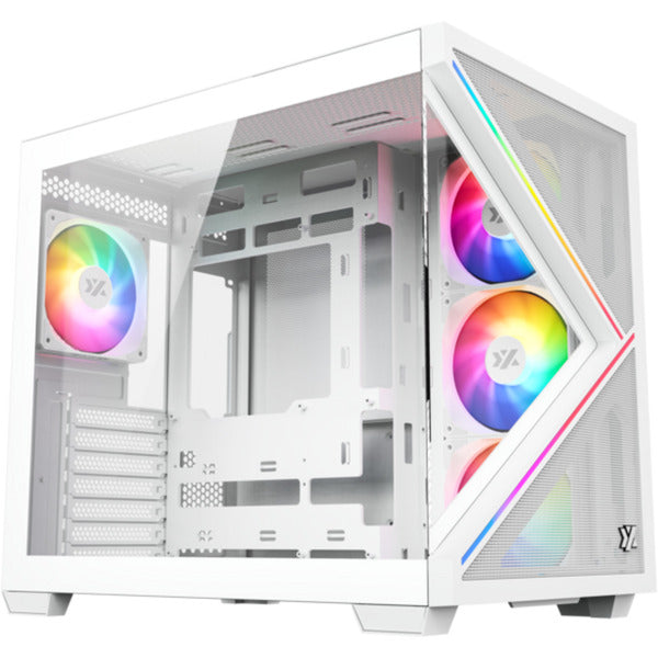 Boîtier tour midi Xyz PC Gear Qubex (blanc | 2x USB-A | 1x USB-C | Verre trempé)