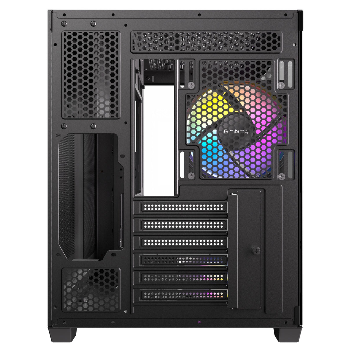 Boîtier tour midi argb en bois Antec cx800 (couleur bois noir | 1x USB-A | 1x USB-C | verre trempé)