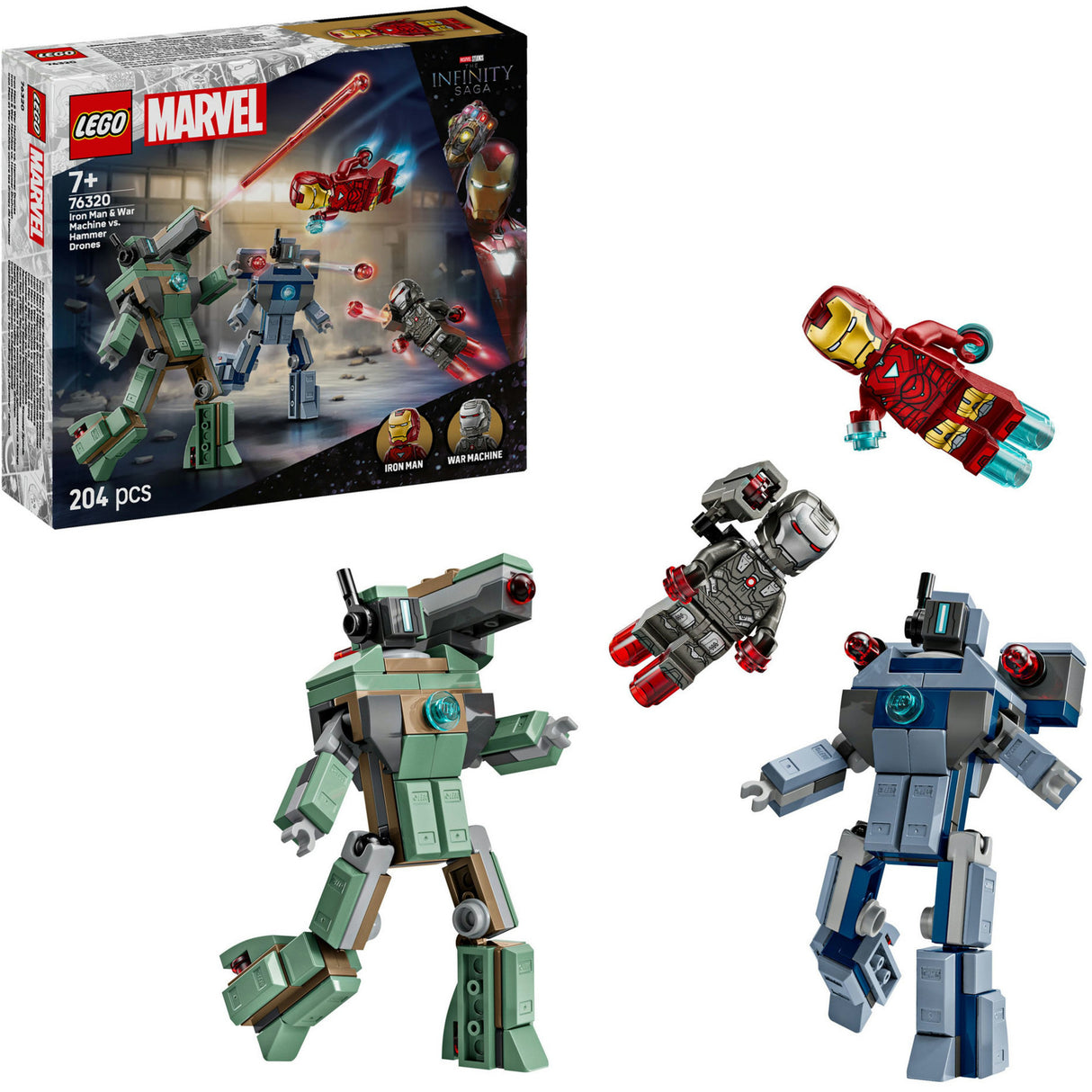 Lego super heros merveille 76320 iron man et machine de guerre contre les drones marteaux