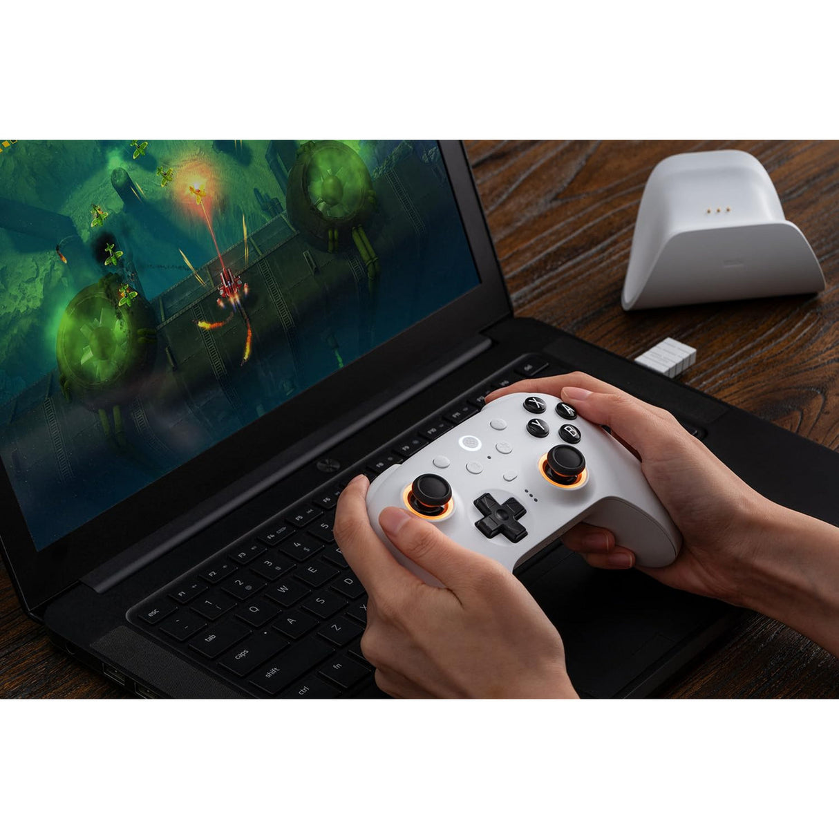 Contrôleur Bluetooth 8bitdo Ultimate 2 (blanc, PC, Switch 2, Bluetooth USB-C 2,4 GHz)