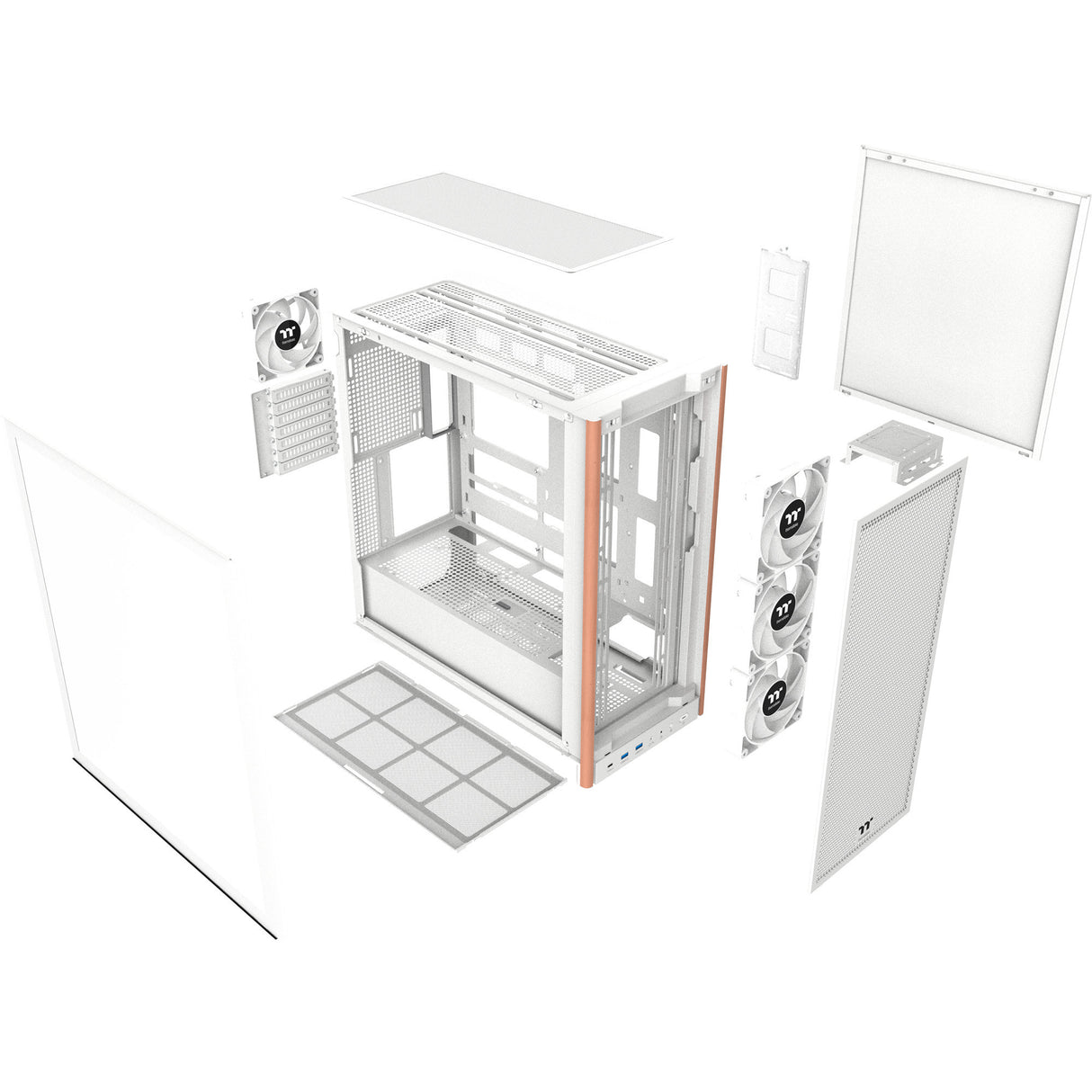 Thermaltake s370 ws snow midi tower behuizing (wit | 2x usb-a | 1x usb-c | tempered glass)