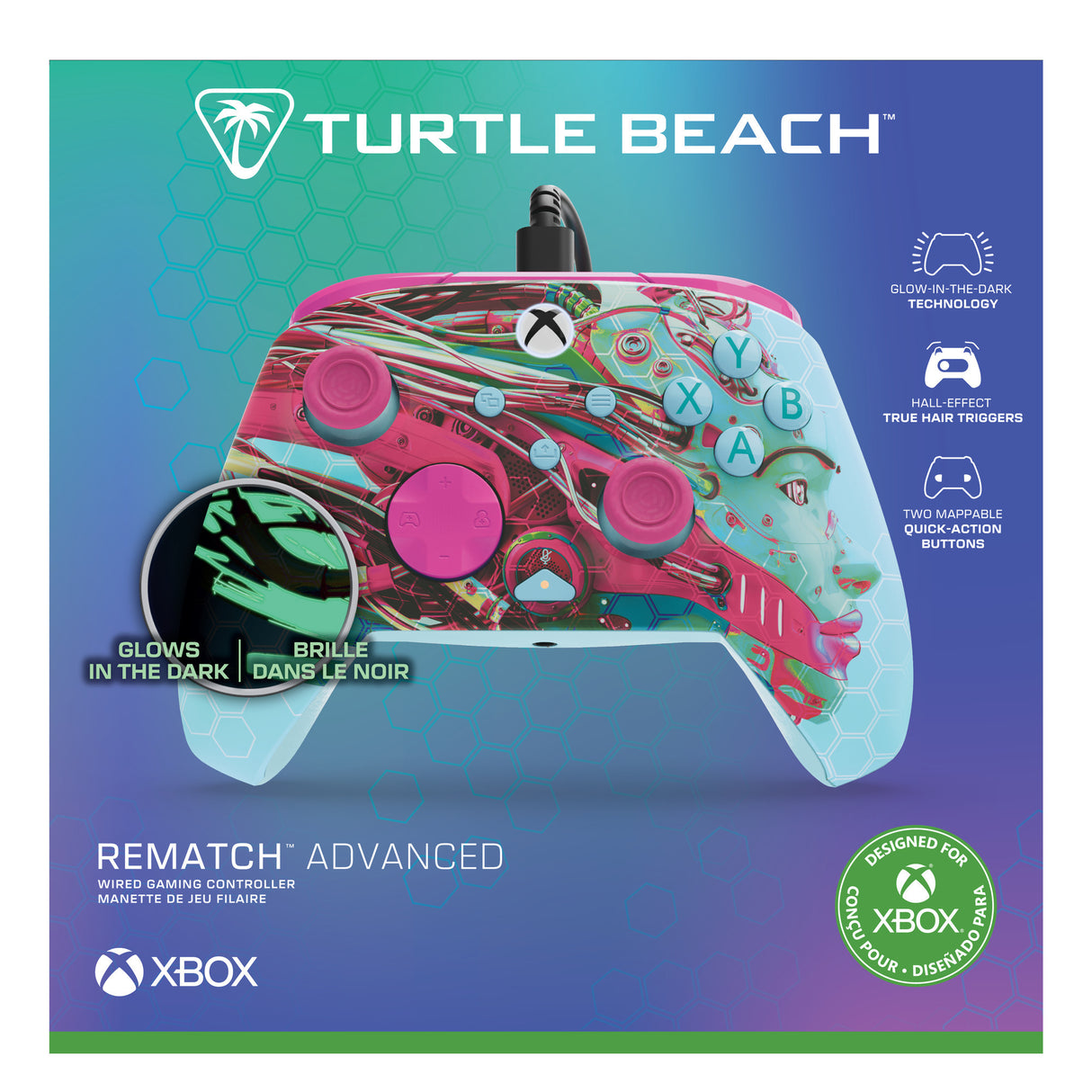 Manette filaire avancée Turtle Beach PDP Rematch Glow (Android Dreams, Xbox Series X|S, Xbox One, PC)