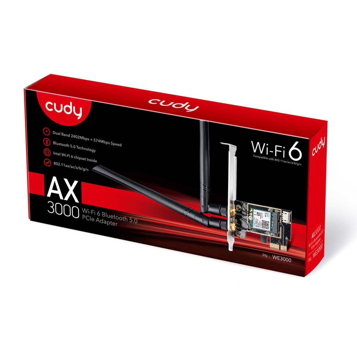 Adaptateur WLAN PCI-E Bluetooth Wi-Fi 6 Cudy AX3000 (noir)