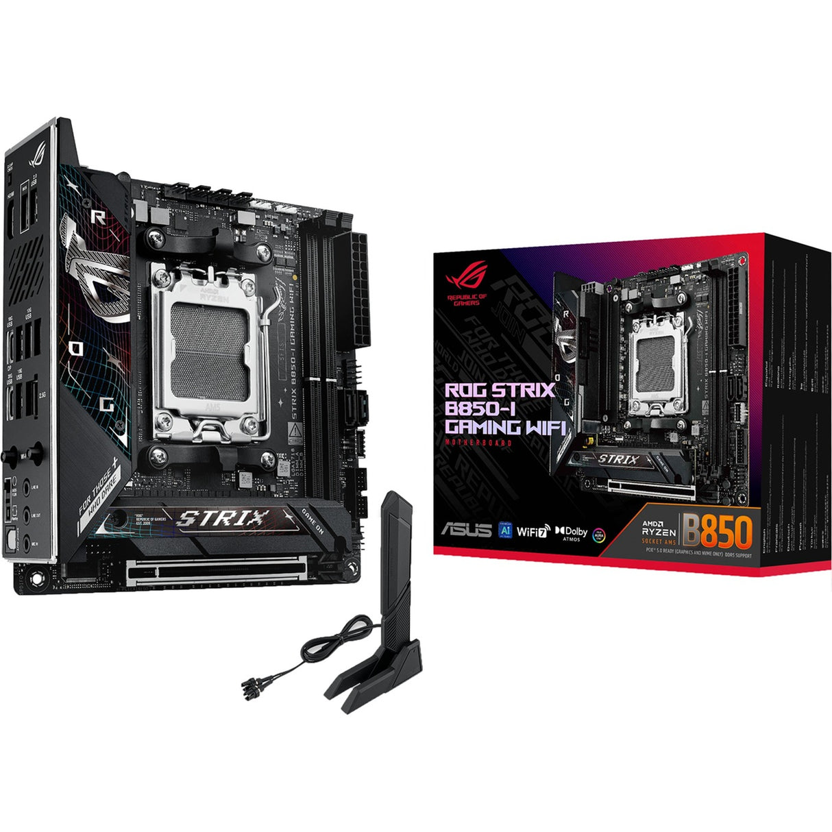Carte mère Asus ROG Strix B850-I Gaming Wi-Fi Socket AM5 (2,5 Go-LAN, Wi-Fi 7, BT, son, Mini-ITX)