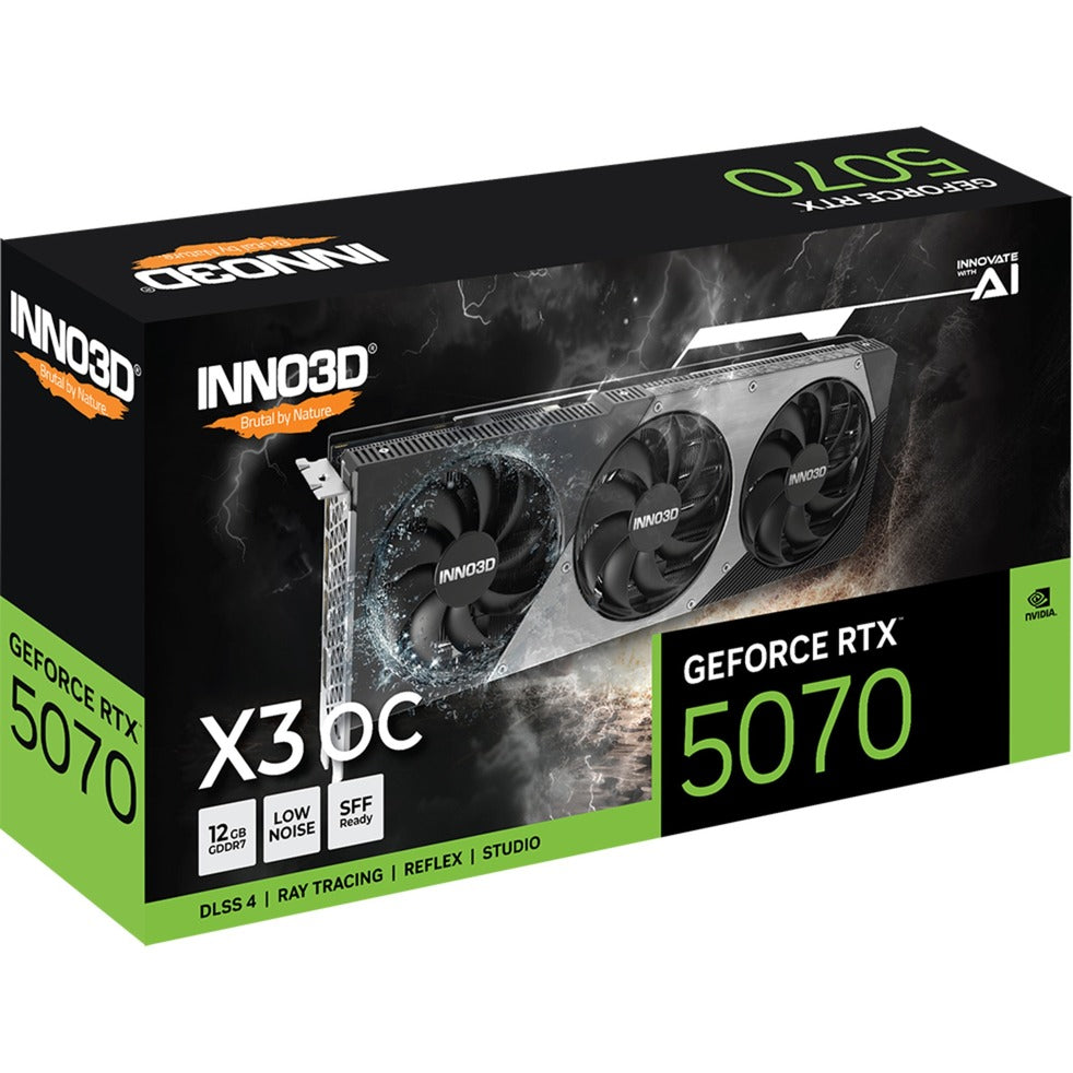 Inno3d n50703-12d7x-195064l geforce rtx 5070 x3 oc, 12 go, gddr7, 192 bits, 28 go/s, 672 go s, 650w