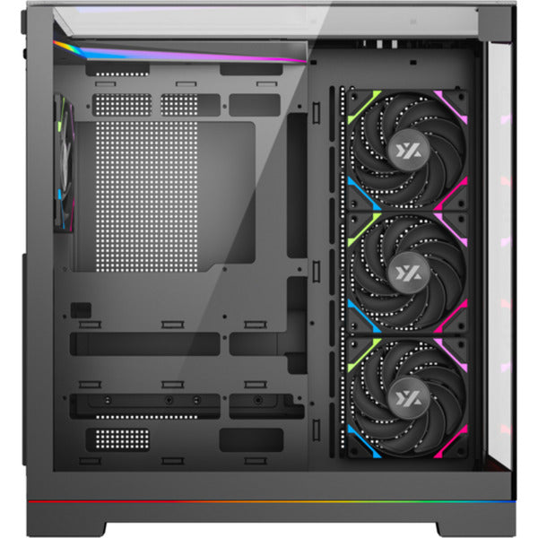 Boîtier tour midi Xyz PC Gear Tesseract A-RGB (noir | 2x USB-A | 1x USB-C | RVB | Verre trempé)