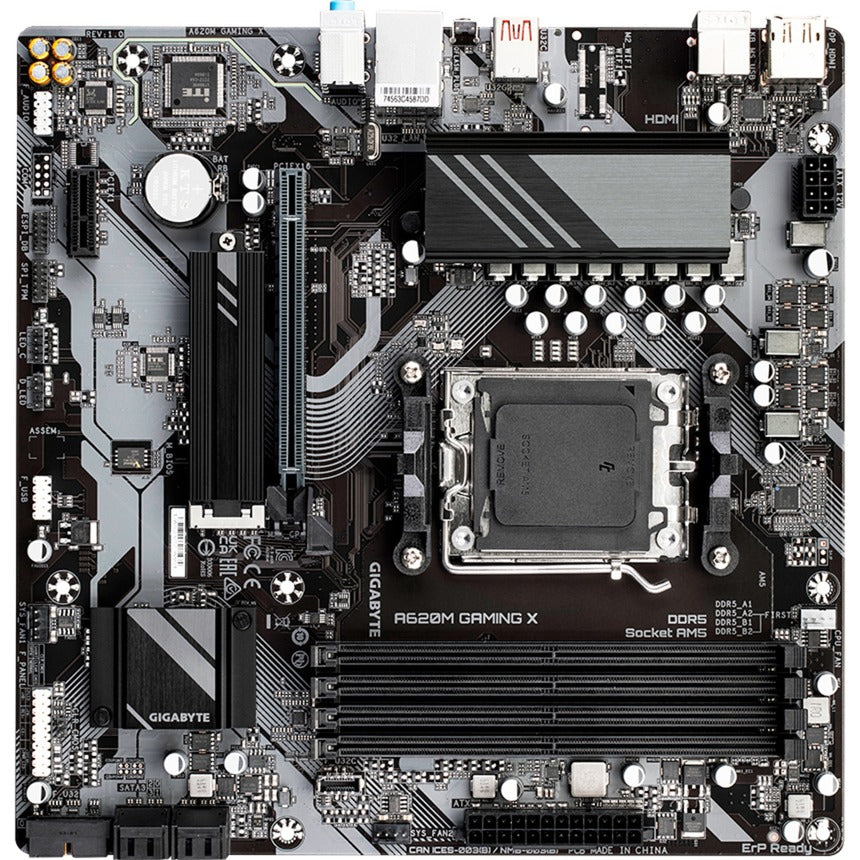 Carte mère Gigabyte a620m gaming x (rev. 1.0) socket am5 (noir gris, raid, gb-lan, son, µatx)