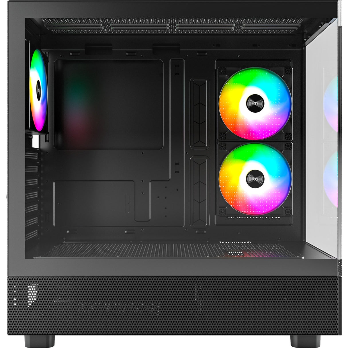 Boîtier tour midi Montech xr (noir | 2x USB-A | 1x USB-C | RVB | verre trempé)