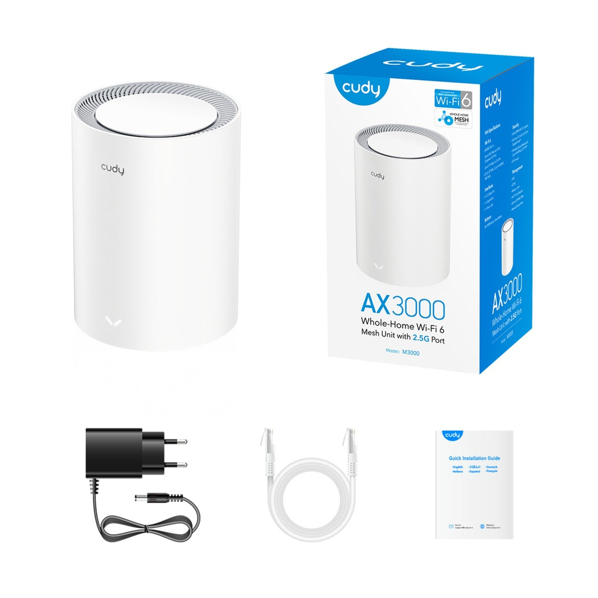 Cudy ax3000 2,5 g système Wi-Fi 6 maillé (paquet de 1) routeur maillé (blanc)