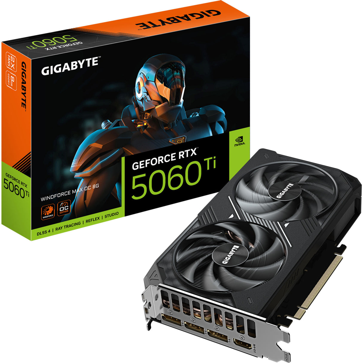 Carte graphique Gigabyte Geforce RTX 5060 Ti Windforce Max OC 8G (DLSS 4, 3x Display Port, 1x HDMI 2.1)