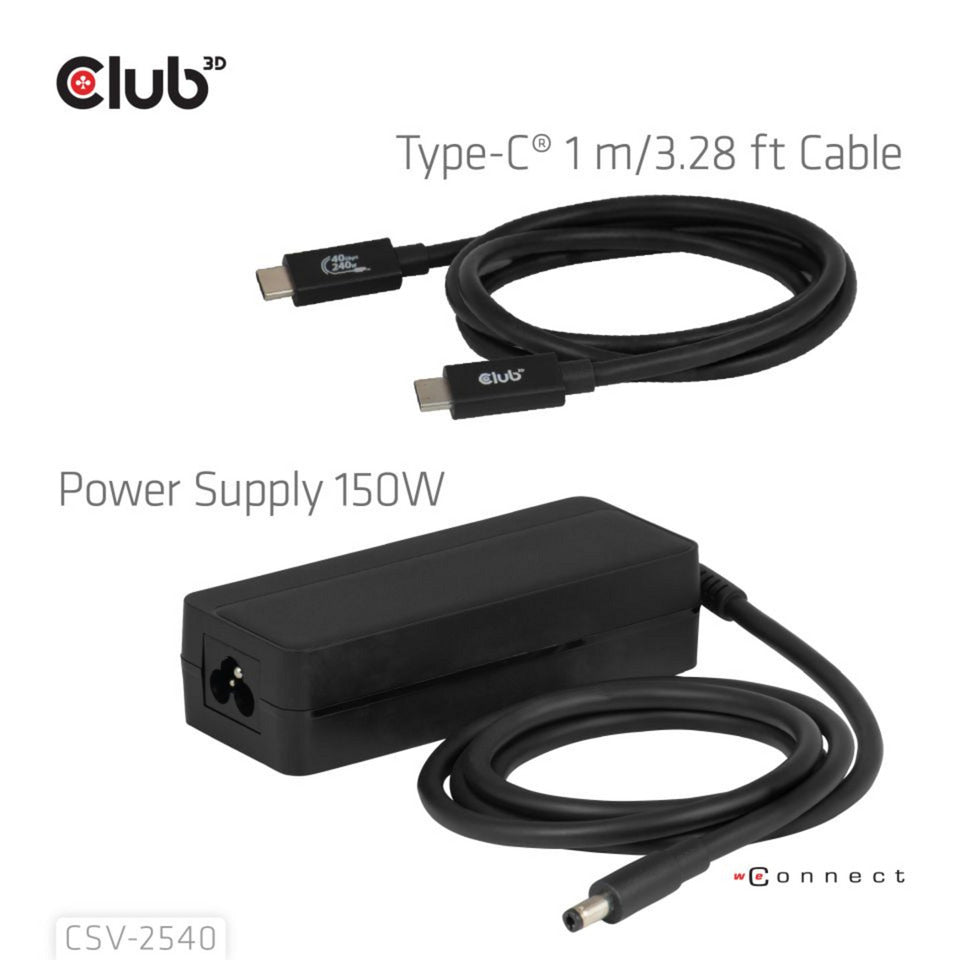 Station d'accueil à quatre écrans USB-C Club 3D 14-1 (noir)